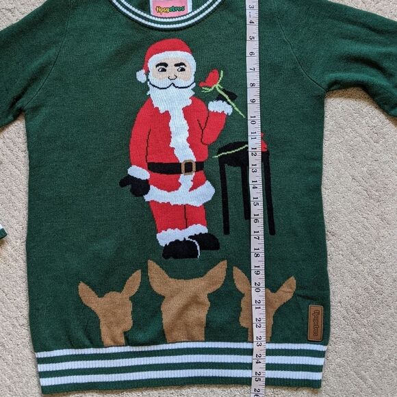 Tipsy Elves Ugly Christmas Sweater Holiday Knit Santa Reindeer Relaxed Fit Small - Picture 4 of 8